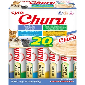 CHURU Snack für ausgewachsene Katzen Thunfisch-Sorten 20 Behälter 14 g