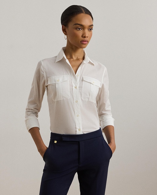 Lauren Ralph Lauren - Camisa de mujer con bolsillos.