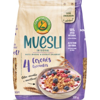 Cem Porcento Muesli 4 Cereais Crocantes embalagem 500 g