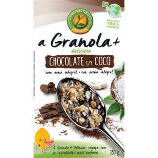 Cem Porcento Granola de Chocolate e Coco embalagem 350 g