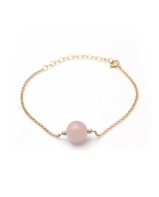 Pulsera Oro Cuarzo Rosa