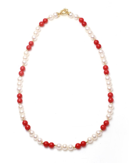 Collar Perlas Y Coral 50 Cms
