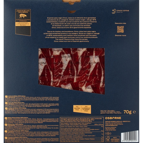 Sliced acorn-fed 100% Iberian ham container 80 g