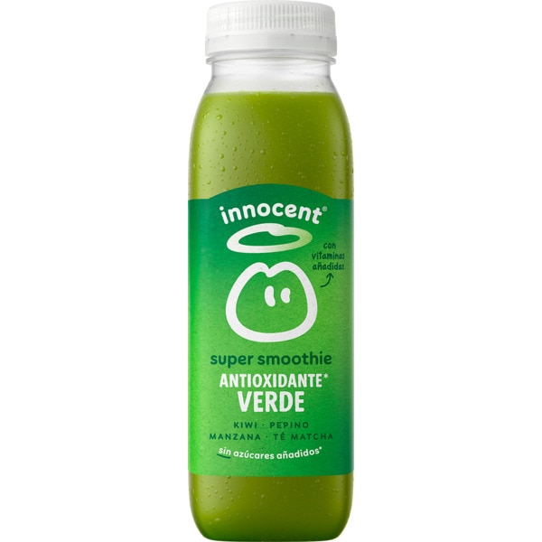 Super Smoothie Antioxidante de Kiwi, Pepino, Maçã, Chá Matcha, Sementes de Linhaça garrafa 300 ml