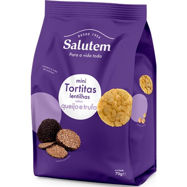 Mini Tortitas de Lentilhas, Queijo e Trufa embalagem 70 g