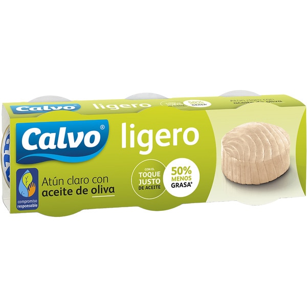 atún claro en aceite de oliva ligero pack 3 lata 58 g neto escurrido