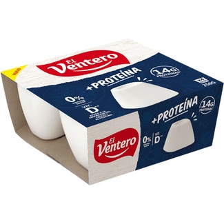 EL VENTERO queso fresco + proteína 0% m.g. con vitamina D pack 4 x 62,5 g 250 g