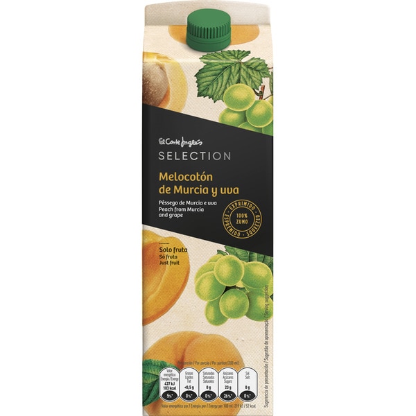 peach juice from Murcia and 100% squeezed grape juice carton 1 l