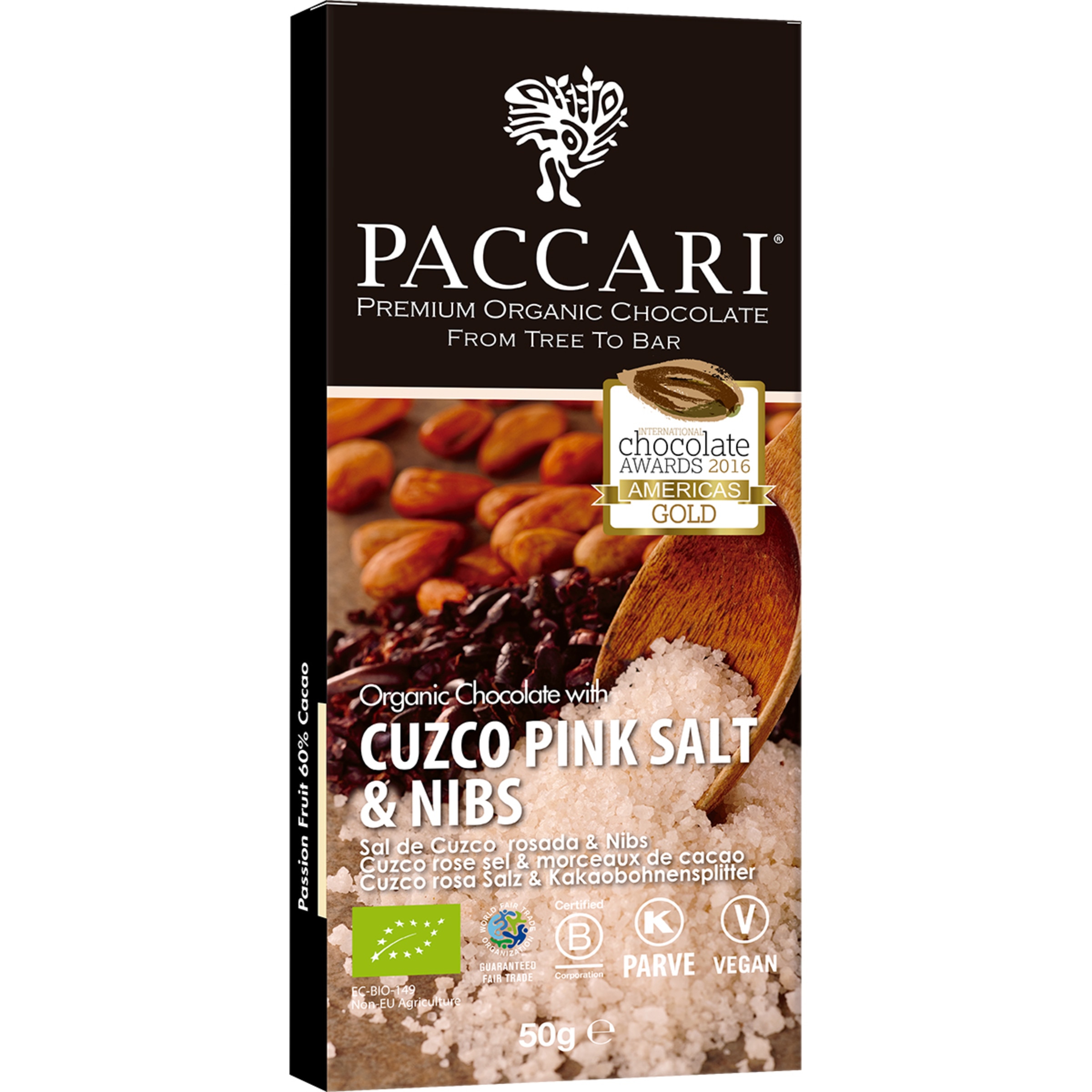 chocolate negro ecológico con sal de Cuzco rosada y habas de cacao ...