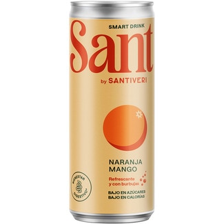 SANT bebida refrescante de naranja y mango con burbujas para el bienestar digestivo lata 33 cl bajo en azúcares