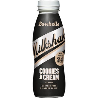 BAREBELLS batido de proteínas sabor cookies and cream sin lactosa y sin azúcar añadido envase 330 ml