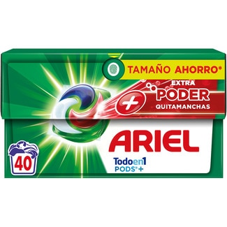 ARIEL detergente cápsulas extra poder Quitamanchas Todo en 1 Pods caja 40 cápsulas