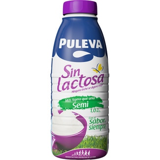 PULEVA leche semidesnatada más ligera que una semi 1% materia grasa sin lactosa botella 1 l