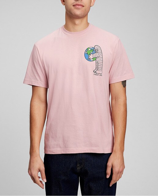Camiseta de hombre rosa de manga corta