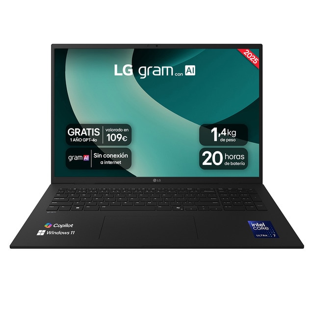 Portátil LG gram 17Z90T, Intel Core Ultra 7-255H, 32GB, 1TB SSD, 17