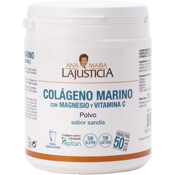 Meereskollagen mit Magnesium und Vitamin C Pulver mit Wassermelonengeschmack glutenfrei Topf 350 g zur Pflege der Gelenke und Muskeln