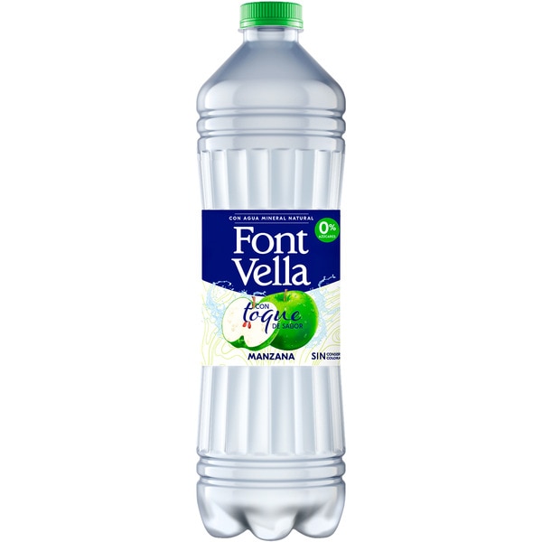 agua mineral natural con sabor manzana sin azúcar botella 1,25 l