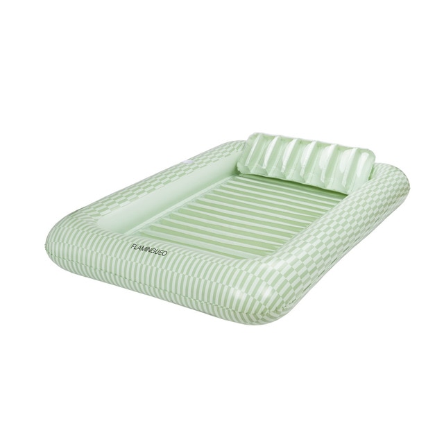 Flotador tanning pool Flamingueo extragrande rayas verdes.