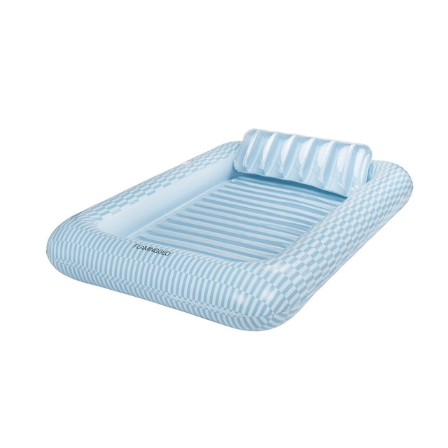 Flotador tanning pool Flamingueo extragrande rayas azules.