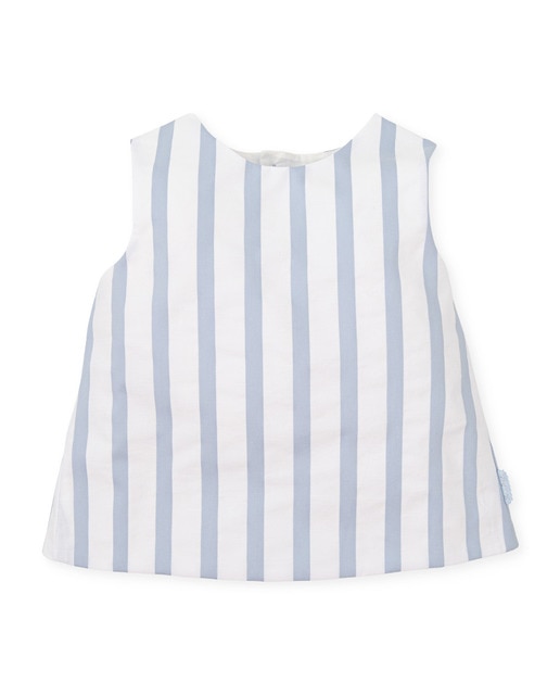 Blusa de niña de tejido a rayas en porcelana