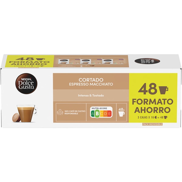 café cortado espresso Macchiatto selección arábica y robusta pack 3 de estuches 16 cápsulas