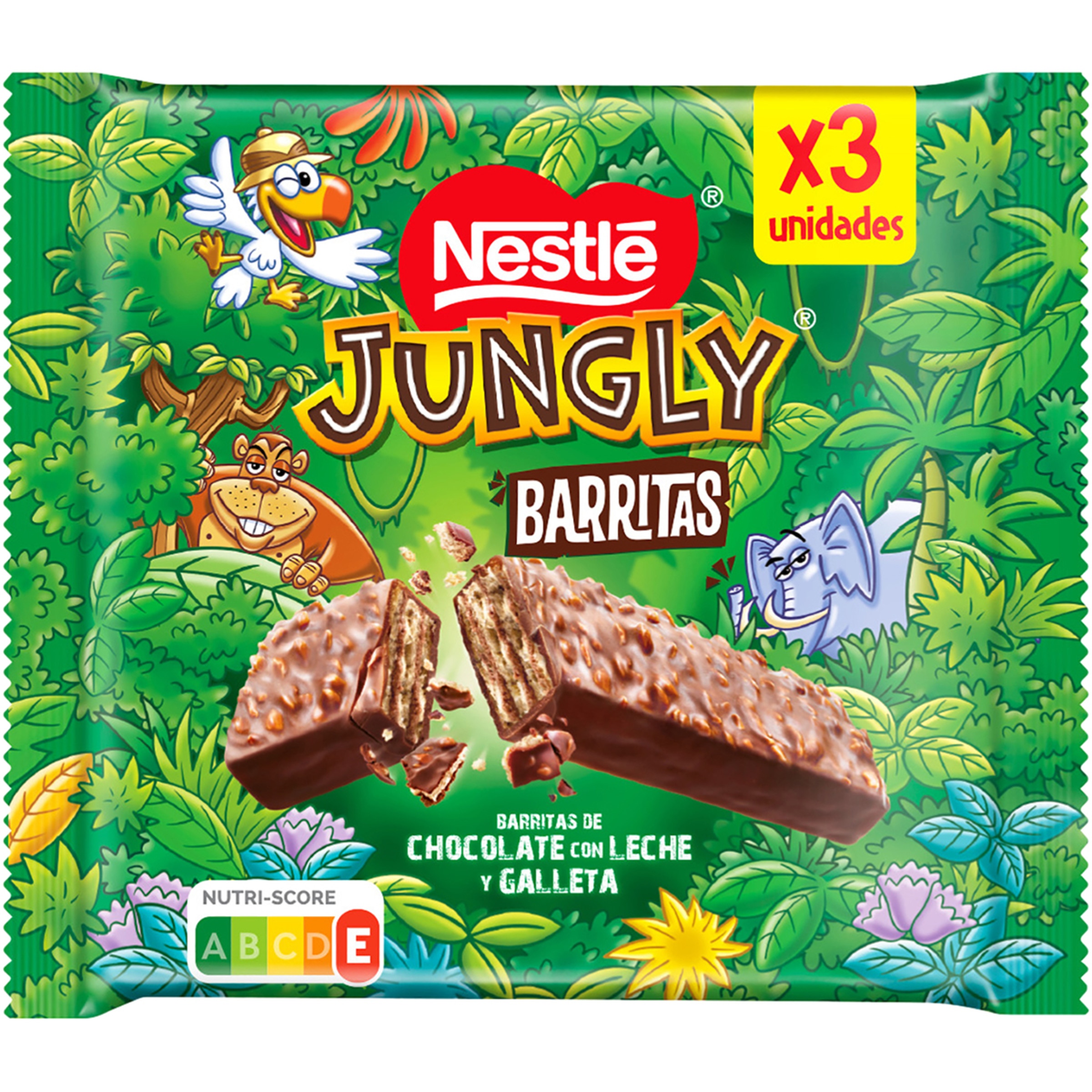 barritas de chocolate con leche y galleta 3 unidades