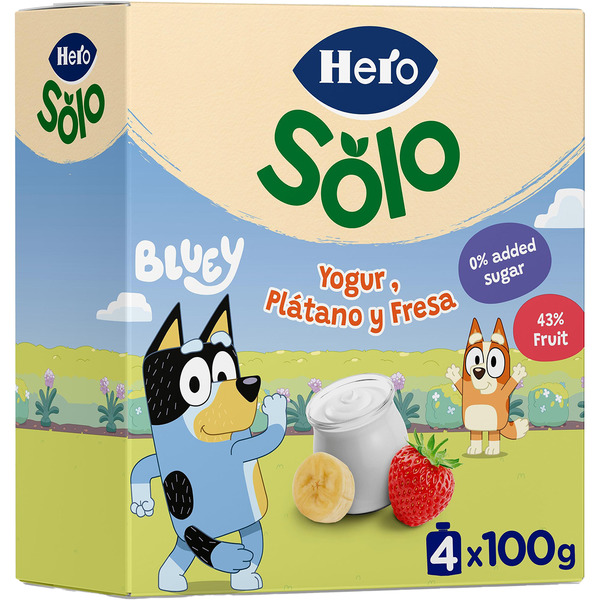 ¡Mi Merienda! Joghurt-Beutel mit Banane und Erdbeere glutenfrei, ab 12 Monaten 4er-Pack 100 g ohne Palmöl