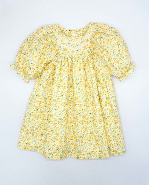 Vestido manga abullonada flores