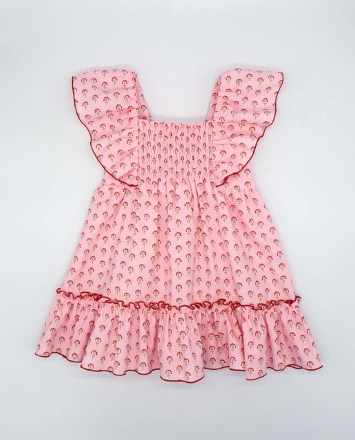 Vestido a con volante en mangas