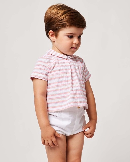 Camisa rayas con cuello y bolsillo