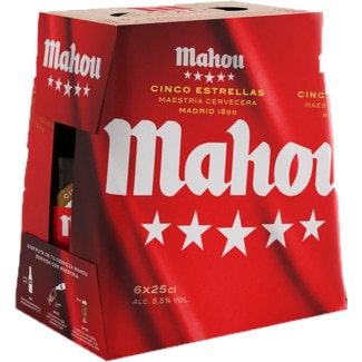 Mahou Cerveja 5 Estrelas Pack 6 unidades garrafa 25 cl