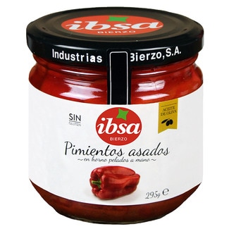 IBSA pimientos asados en horno pelados a mano sin gluten frasco 295 g