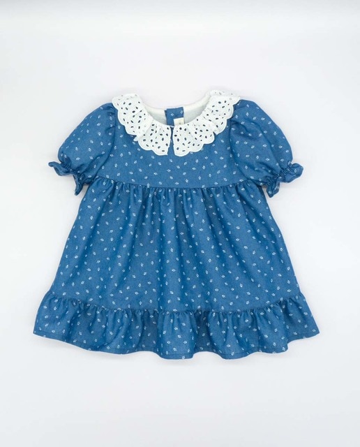 Vestido denim flor
