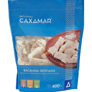 Caxamar Bacalhau Desfiado Seco embalagem 400 g