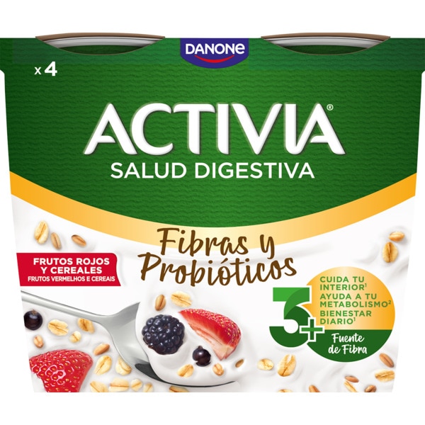 Iogurte de Fibras com Frutos Silvestres Pack 4 unidades embalagem 115 g