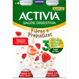 Activia Iogurte Líquido de Morango com Cereais Pack 4 unidades embalagem 155 g