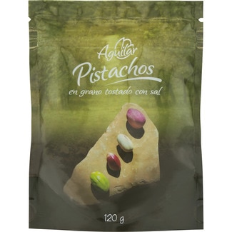 AGUILAR pistachos en grano tostados con sal sin gluten bolsa 120 g