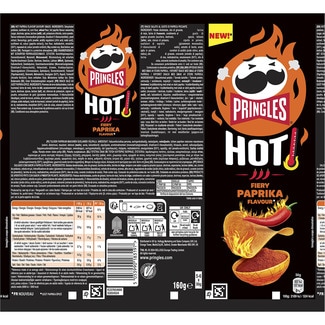 Aperitivo frito de patata sabor picante Hot Fiery Paprika Flavour lata 160 g - Pringles
