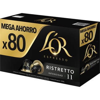 L'OR Ristretto Intensität 11 Karton 80 Kapseln kompatibel mit Nespresso-Maschinen
