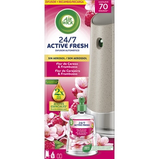 AIR WICK Active Fresh 24/7 cherry blossom & raspberry automatic diffuser air freshener apparatus + aerosol-free refill