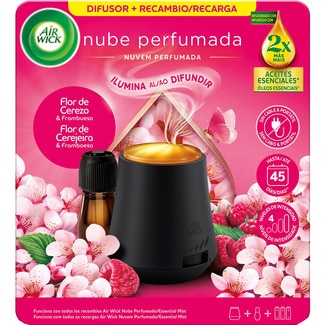 AIR WICK Scented Cloud Cherry Blossom & Raspberry automatic diffuser air freshener apparatus + refill with essential oils