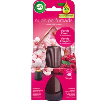 AIR WICK ambientador difusor automático Nube Perfumada Flor de Cerezo & Frambuesa con aceites esenciales recambio