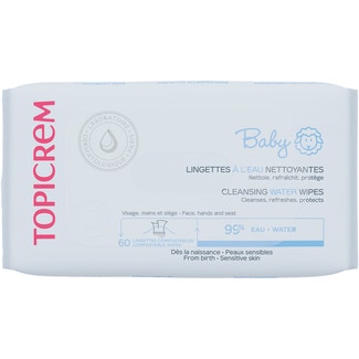 TOPICREM Fragrance-free water-based baby wipes packet 60 units calm and refresh baby's skin