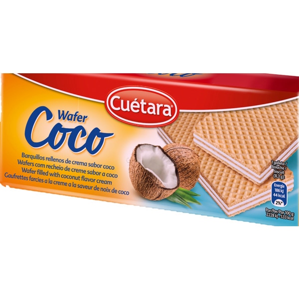 Bolachas Wafer Recheadas com Coco embalagem 150 g