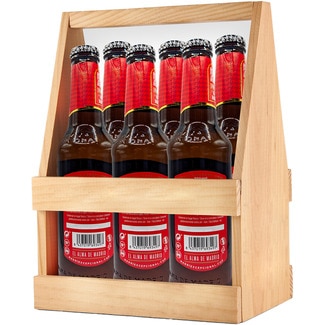 LA SAGRA cerveza rubia Madrid excepcional cesta pack 6 botella 33 cl