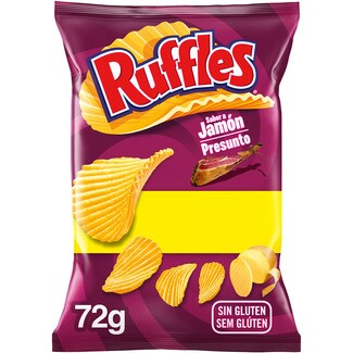 LAY'S patatas fritas onduladas sabor jamón sin gluten bolsa 72 g