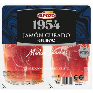 ELPOZO Edición 1954 Duroc breed cured ham in half slices 2 x 80 g pack container 150 g gluten-free, lactose-free