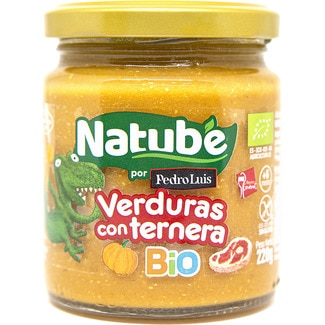 NATUBE BIO jar of organic vegetables with beef gluten-free ages 6+ months container 220 g