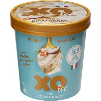 XO ICE Eis mit Kokosnussproteinen und Karamell Becher 473 ml