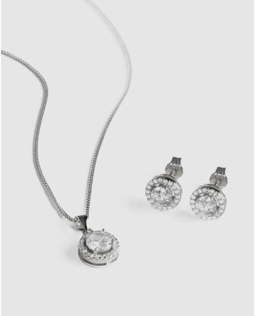 Set Pendientes y Collar Gema Leyenda Plata Ley 925